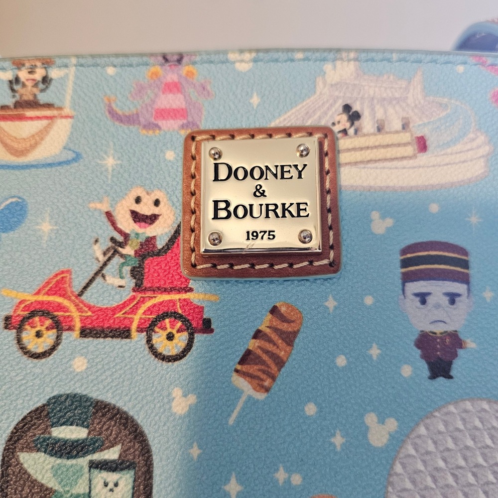 Dooney Bourke Disney 2021 Walk In the Park blue tote Disneyland icons zipper - Picture 3 of 12